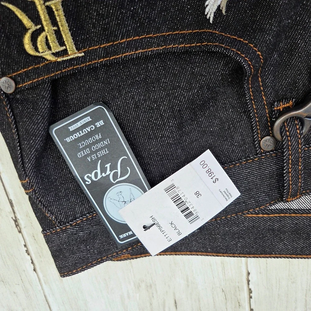 Sz‎ 38 Men PRPS Demin Shorts Black Gold E111P56ESH - New